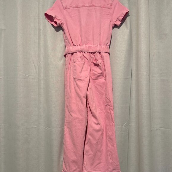 GAP Kids Pink Denim Belted Jumpsuit Romper Size 14 Girl - Picture 8 of 9